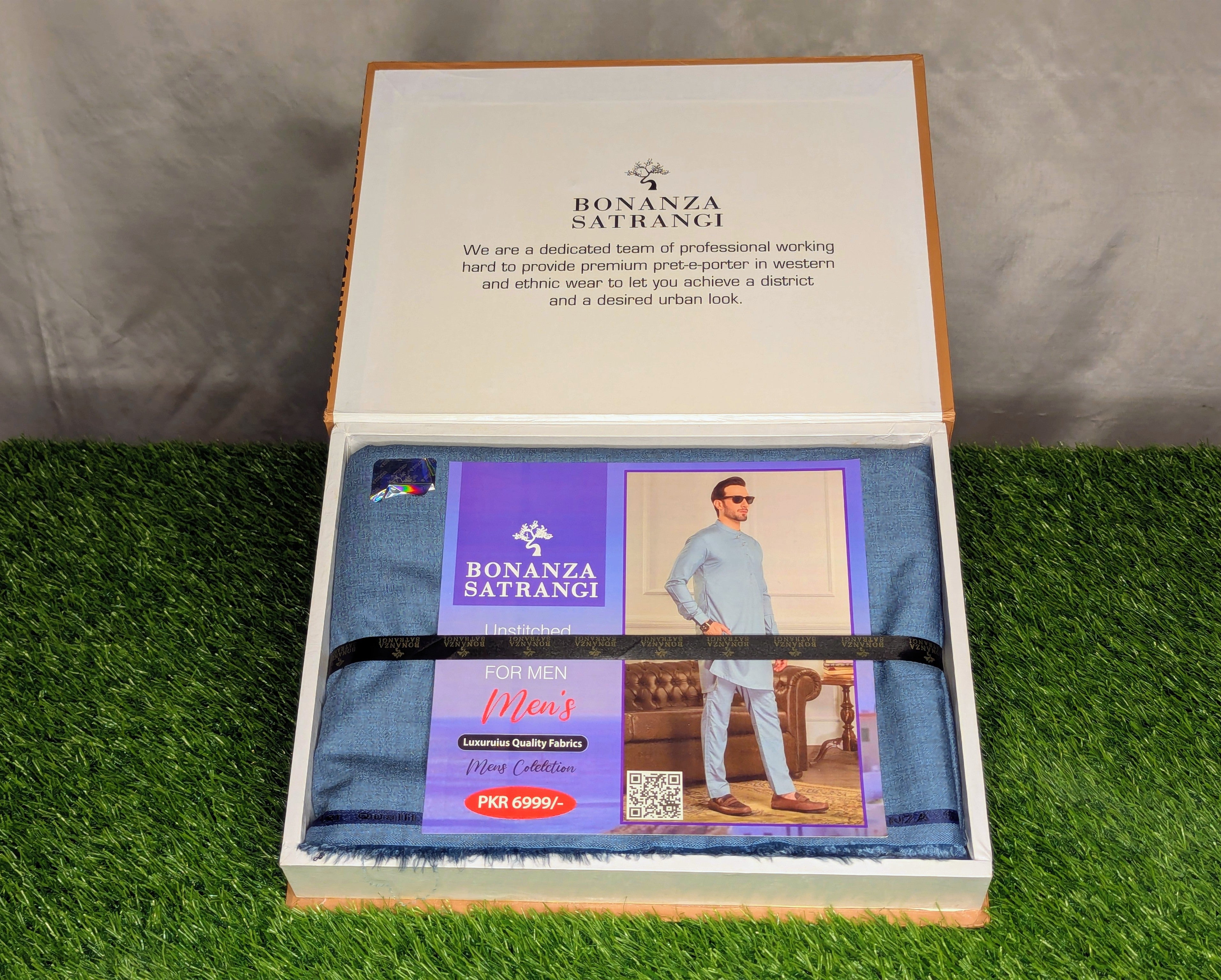 BONANZA SATRANGI Luxury Wash & Wear Men's Unstitched Fabric: Premium Quality, Wrinkle-Resistant for Shalwar Kameez. Effortless style guaranteed.
