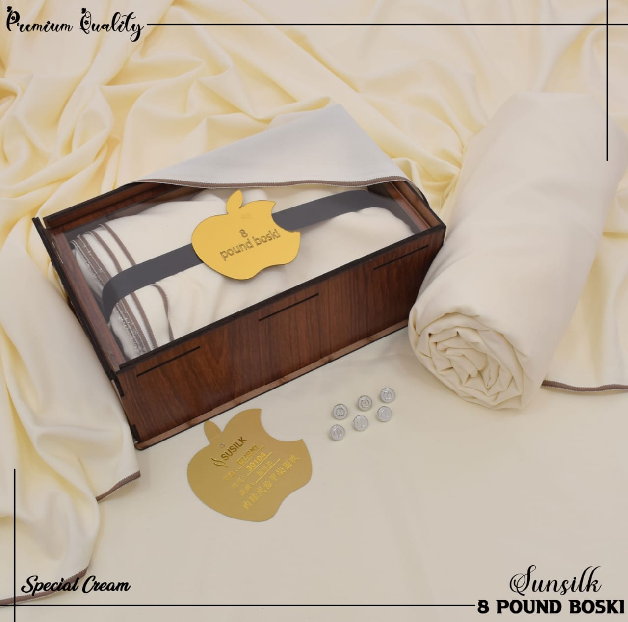 Boxed product with a yellow label on a beige fabric backgroundBoski Fabric, Boski Shalwar Kameez, Men's Boski Suit, Original Boski, Unstitched Boski Fabric, Pure Silk Boski, Premium Boski, Luxury Fabric for Men, Soft Boski, White Boski, Off-White Shalwar Kameez, Formal Wear Fabric, China Boski, 8 Pound Boski, Traditional Menswear, Boski Kurta, Stitched Boski Suit, Boski Price Pakistan, Designer Boski, Best Boski Cloth, Boski Silk, Silk Blend Fabric, Resham Silk Boski, Spun Silk Boski, Boski For Summer, Bosk